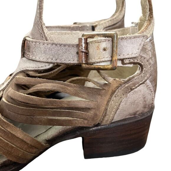 Freebird by Steven Arrow Womens Leather Block Heel Open Toe Booties Sandals sz 6 - Picture 9 of 16